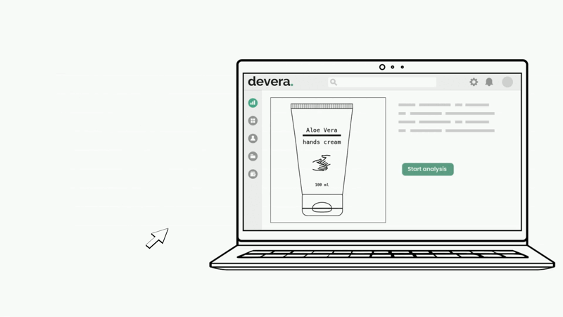 Devera PCF calculator showing automated product carbon footprint analysis